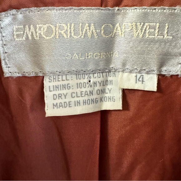 Emporium Capwell 100% Cotton Brown Velvet Jacket Vintage Blazer - Picture 4 of 7